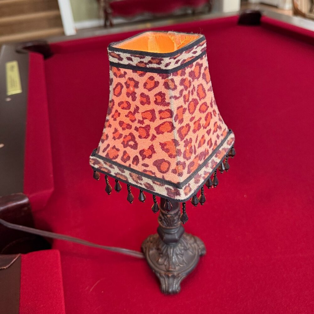 Vintage-style Bohemian/Victorian12" Lamp w/ Leopard Print Shade